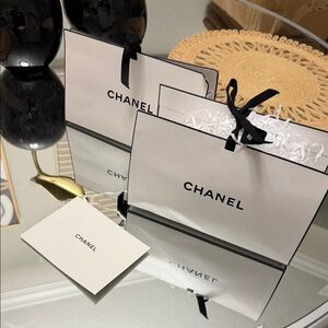 2 Chanel White Gift Box with Black Ribbon